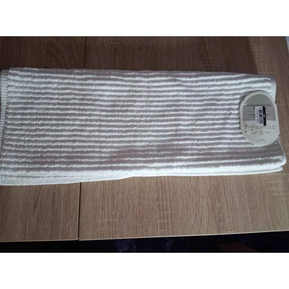 Threshold Performance Plus Ribbed White Bath Mat Rug 20x30 New
